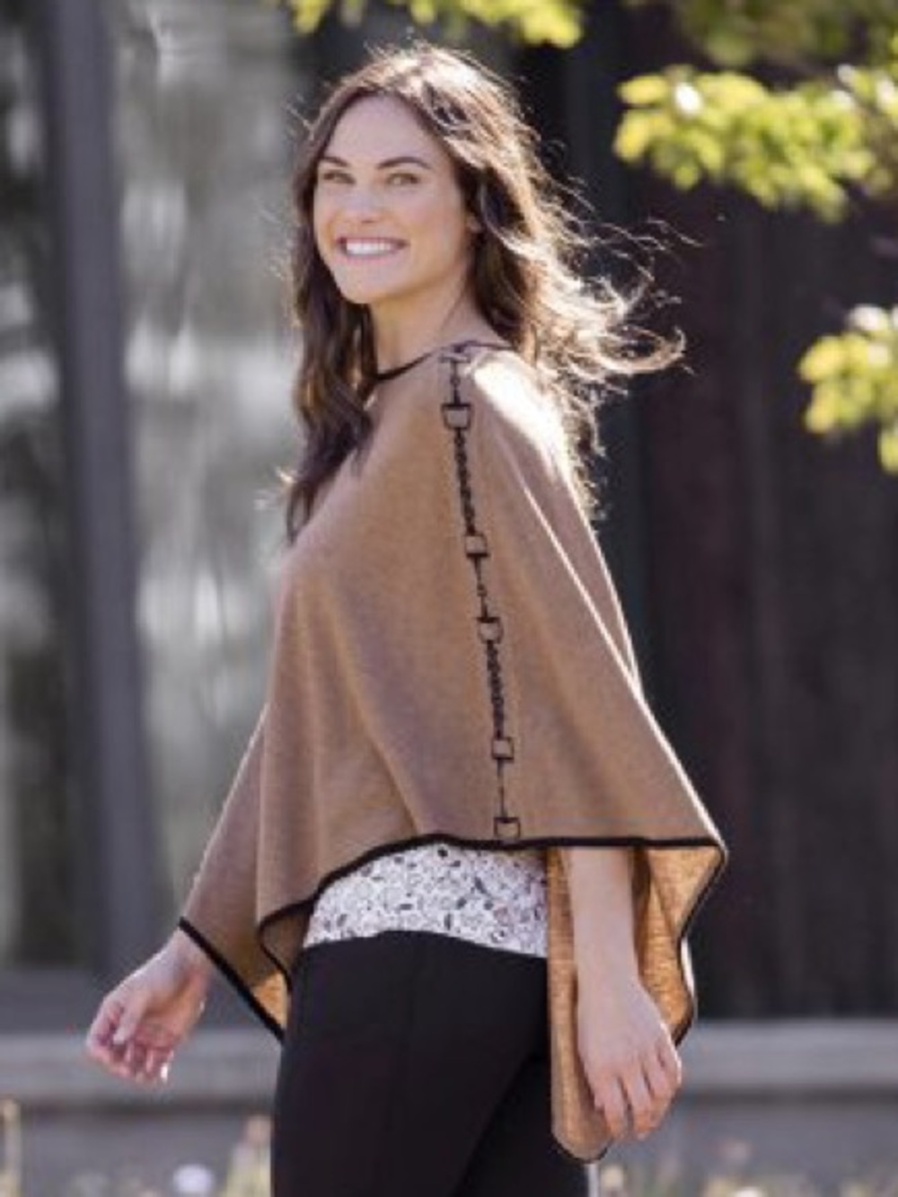 EQL by Kerrits Love To Bits Cape in Acorn soft fine knit poncho cape O/S
